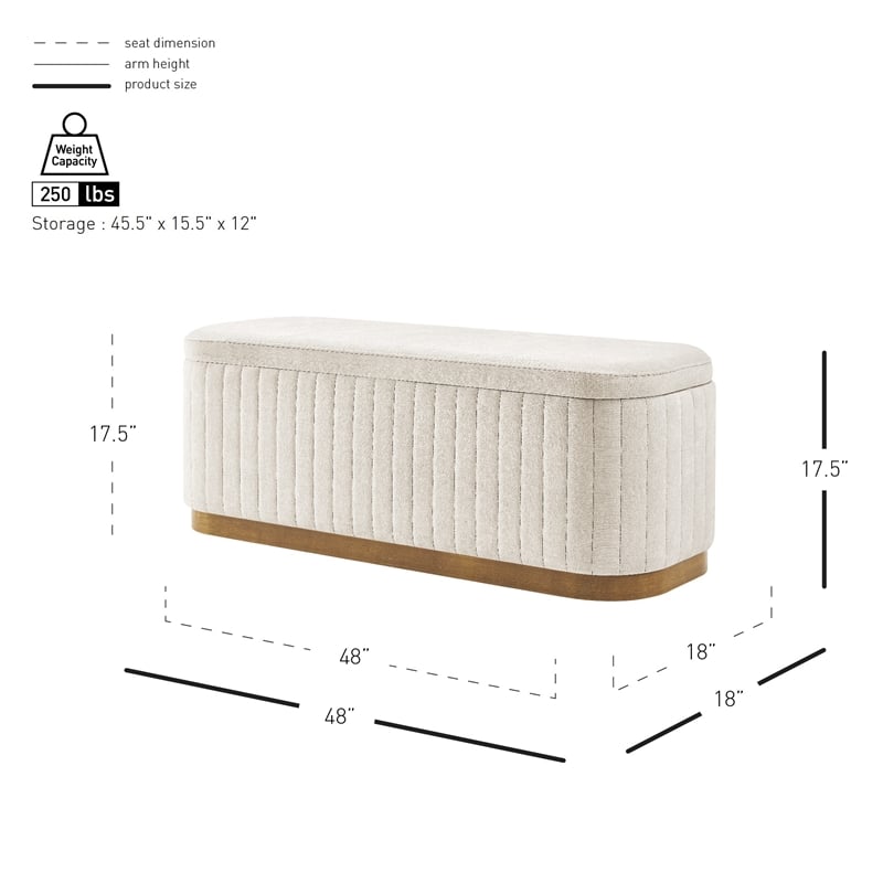 NPD Furniture Clinton Chenille Storage Bench in Seneca Beige