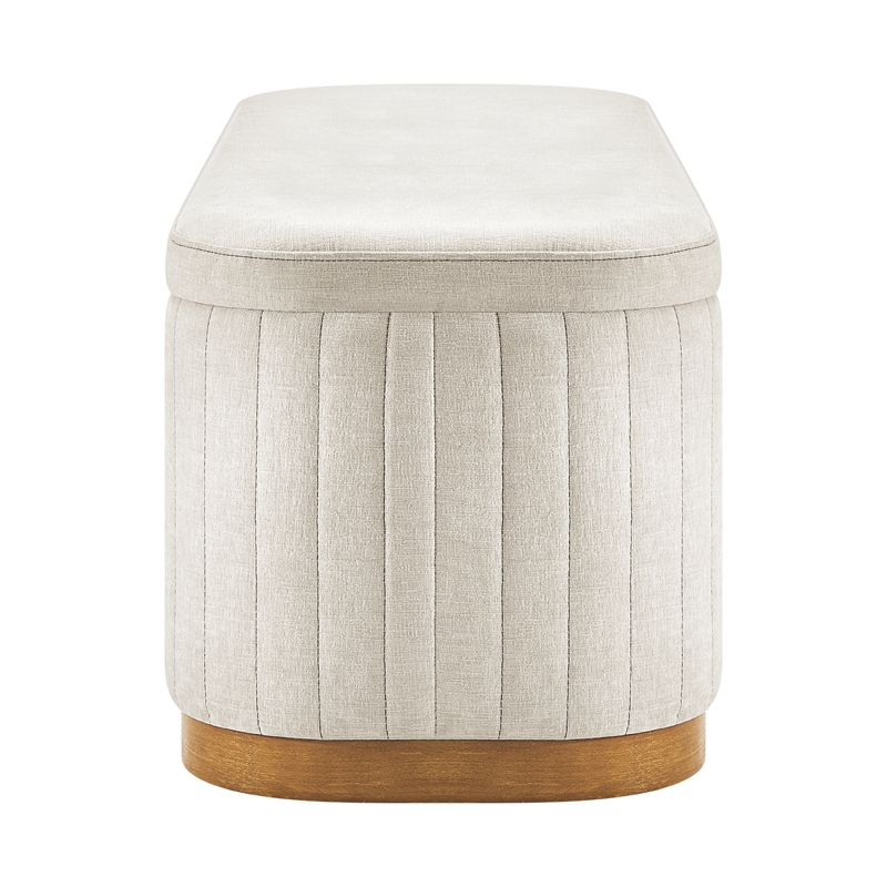 New Pacific Direct Clinton Chenille Storage Bench in Seneca Beige