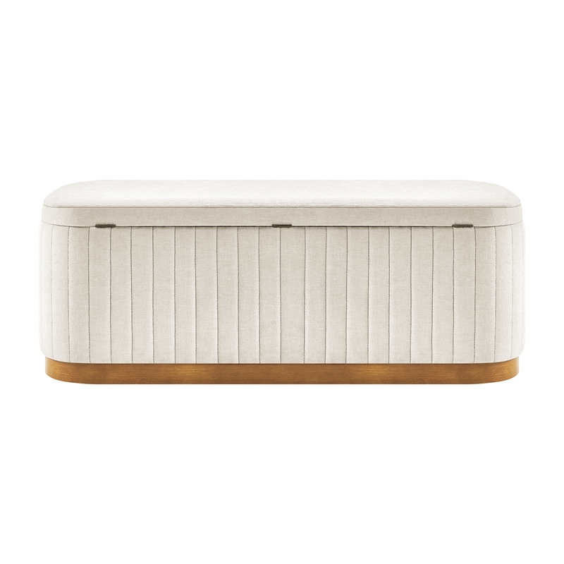 New Pacific Direct Clinton Chenille Storage Bench in Seneca Beige