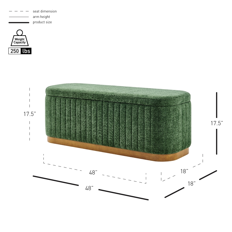 New Pacific Direct Clinton Chenille Storage Bench in Seneca Green