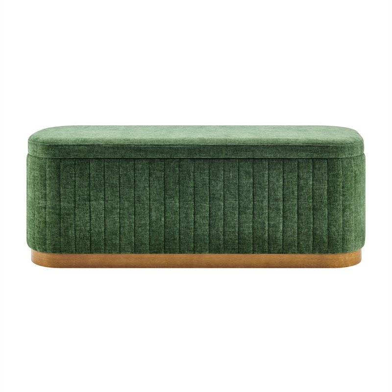 New Pacific Direct Clinton Chenille Storage Bench in Seneca Green