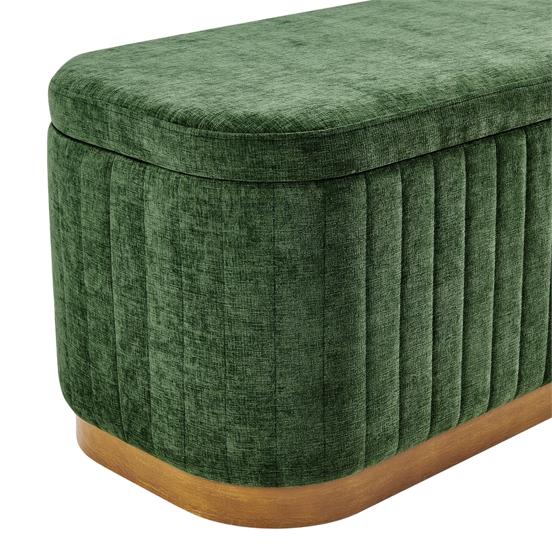 New Pacific Direct Clinton Chenille Storage Bench in Seneca Green