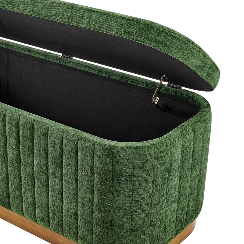 New Pacific Direct Clinton Chenille Storage Bench in Seneca Green