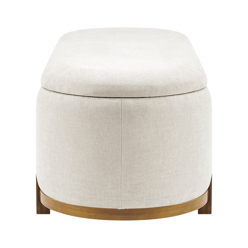 NPD Furniture Ayleen Chenille Storage Bench in Seneca Beige