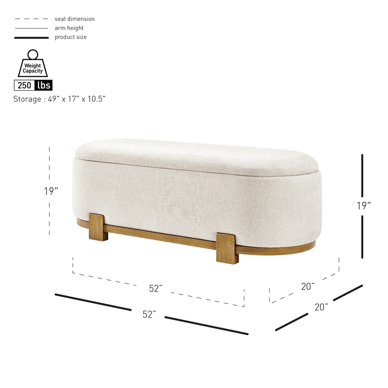 NPD Furniture Ayleen Chenille Storage Bench in Seneca Beige