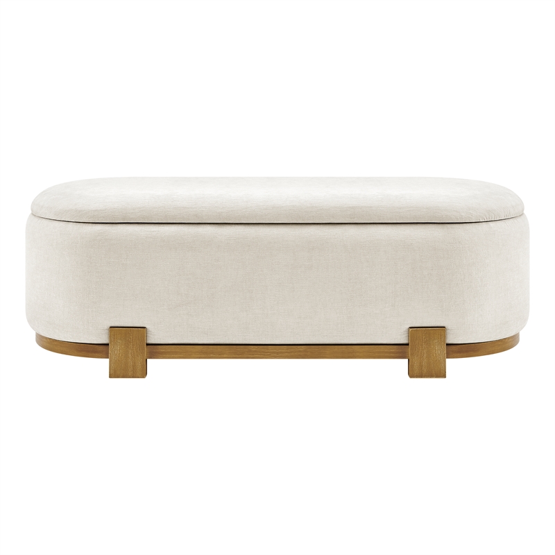 NPD Furniture Ayleen Chenille Storage Bench in Seneca Beige
