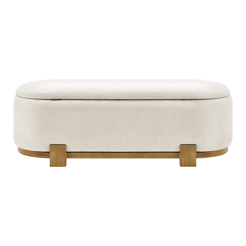 NPD Furniture Ayleen Chenille Storage Bench in Seneca Beige