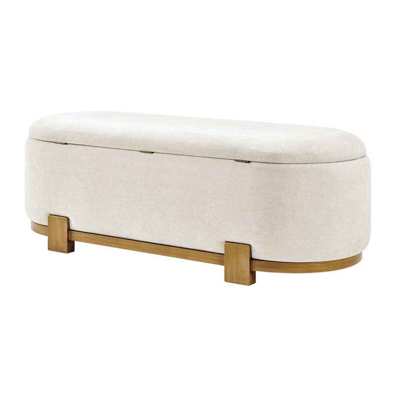 NPD Furniture Ayleen Chenille Storage Bench in Seneca Beige