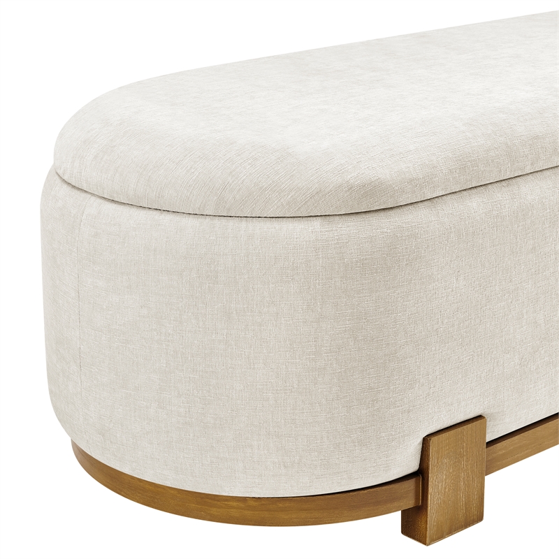 NPD Furniture Ayleen Chenille Storage Bench in Seneca Beige