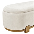 NPD Furniture Ayleen Chenille Storage Bench in Seneca Beige