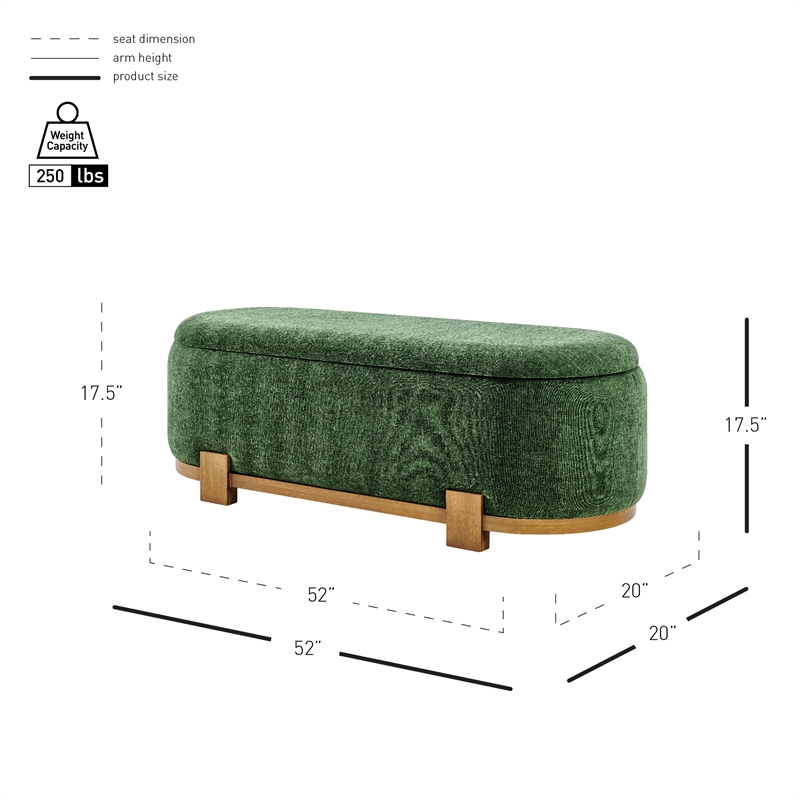 NPD Furniture Ayleen Chenille Storage Bench in Seneca Green