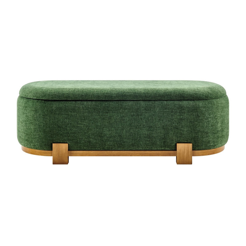 NPD Furniture Ayleen Chenille Storage Bench in Seneca Green