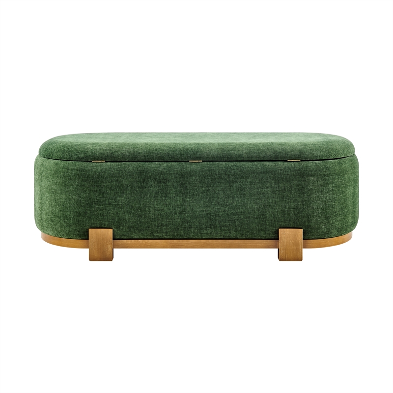 NPD Furniture Ayleen Chenille Storage Bench in Seneca Green