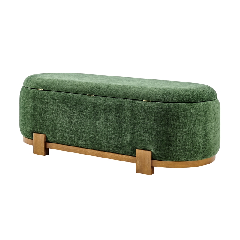 NPD Furniture Ayleen Chenille Storage Bench in Seneca Green