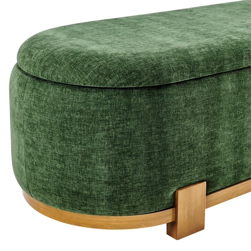 NPD Furniture Ayleen Chenille Storage Bench in Seneca Green