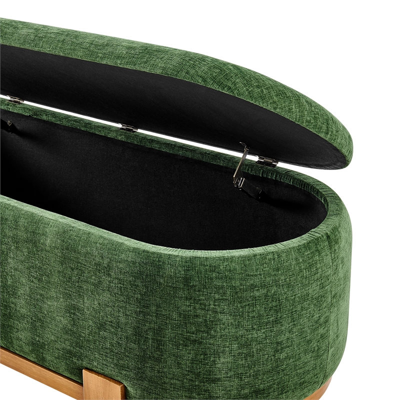 NPD Furniture Ayleen Chenille Storage Bench in Seneca Green