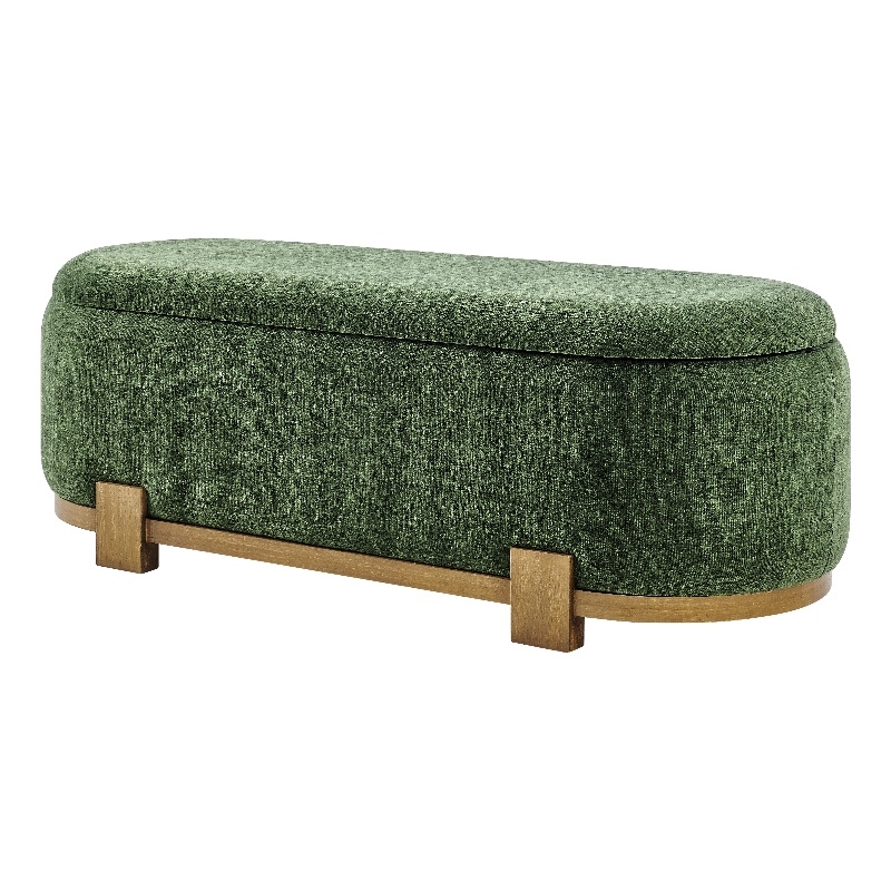NPD Furniture Ayleen Chenille Storage Bench in Seneca Green