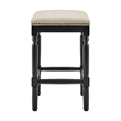 NPD Furniture Ernie KD Linen Counter Stool Black Wood Legs (Set of 2)