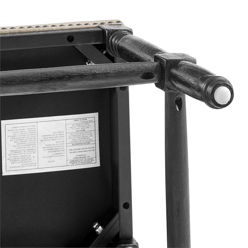 New Pacific Direct Ernie KD Linen Counter Stool Black Wood Legs (Set of 2)