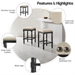 NPD Furniture Ernie KD Linen Counter Stool Black Wood Legs (Set of 2)