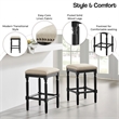 NPD Furniture Ernie KD Linen Counter Stool Black Wood Legs (Set of 2)