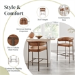 NPD Furniture Kaiden KD Faux Leather Counter Stool in Brown (Set of 2)