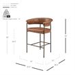 NPD Furniture Kaiden KD Faux Leather Counter Stool in Brown (Set of 2)