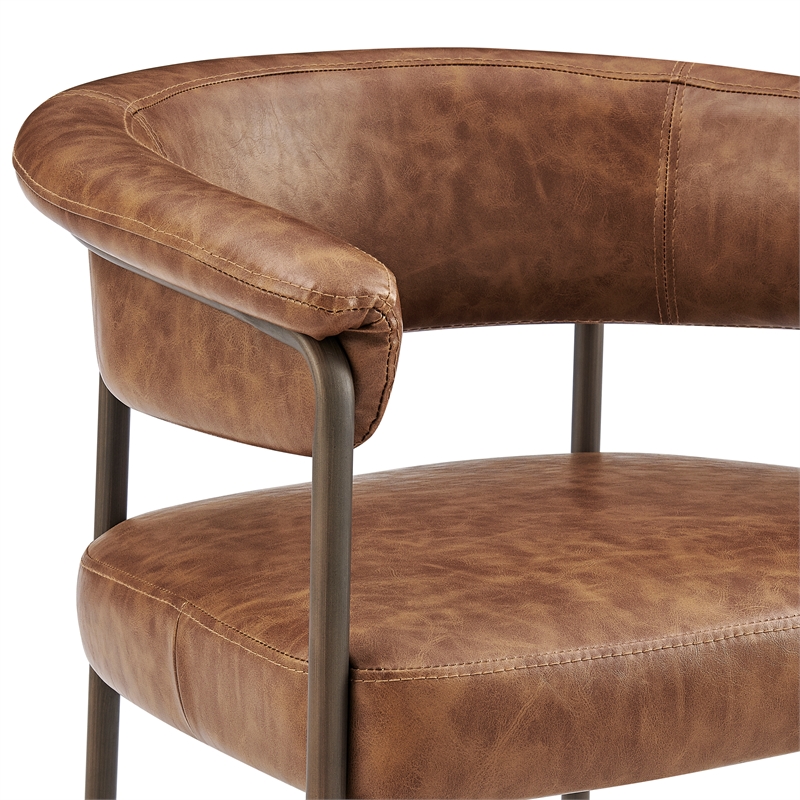 NPD Furniture Kaiden KD Faux Leather Counter Stool in Brown (Set of 2)