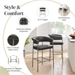 NPD Furniture Kaiden KD Faux Leather Counter Stool in Cano Black (Set of 2)