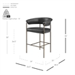 NPD Furniture Kaiden KD Faux Leather Counter Stool in Cano Black (Set of 2)