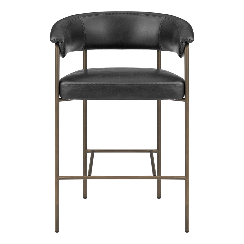 NPD Furniture Kaiden KD Faux Leather Counter Stool in Cano Black (Set of 2)