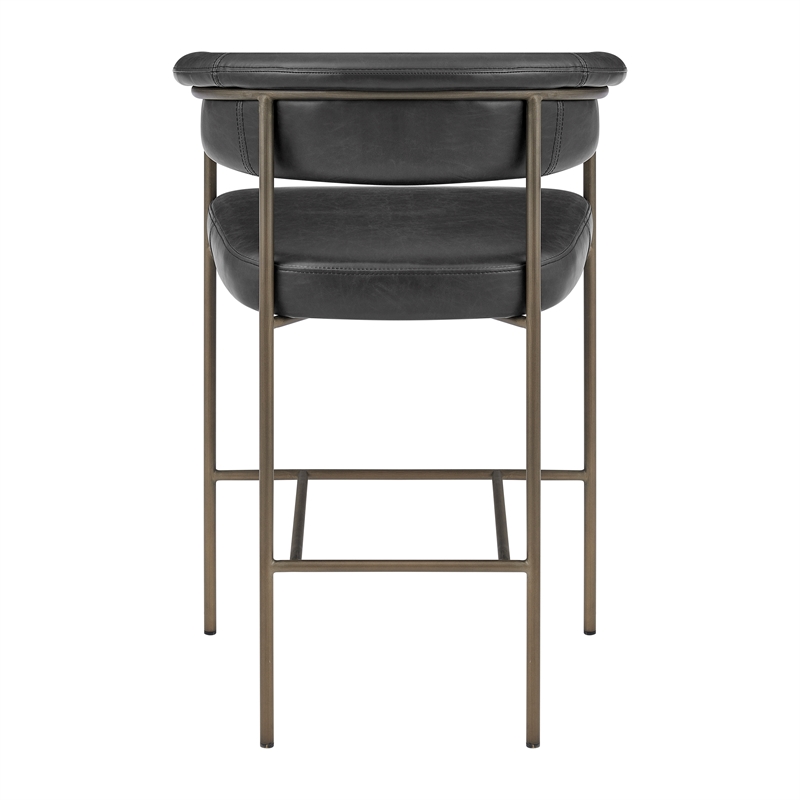 NPD Furniture Kaiden KD Faux Leather Counter Stool in Cano Black (Set of 2)