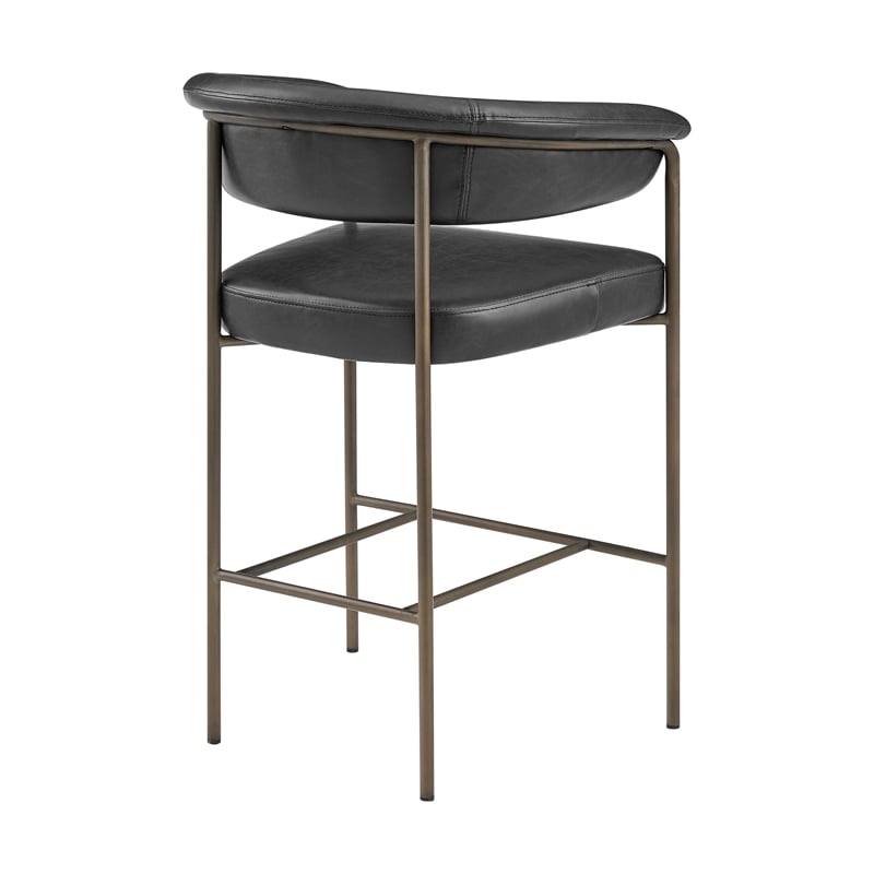 NPD Furniture Kaiden KD Faux Leather Counter Stool in Cano Black (Set of 2)