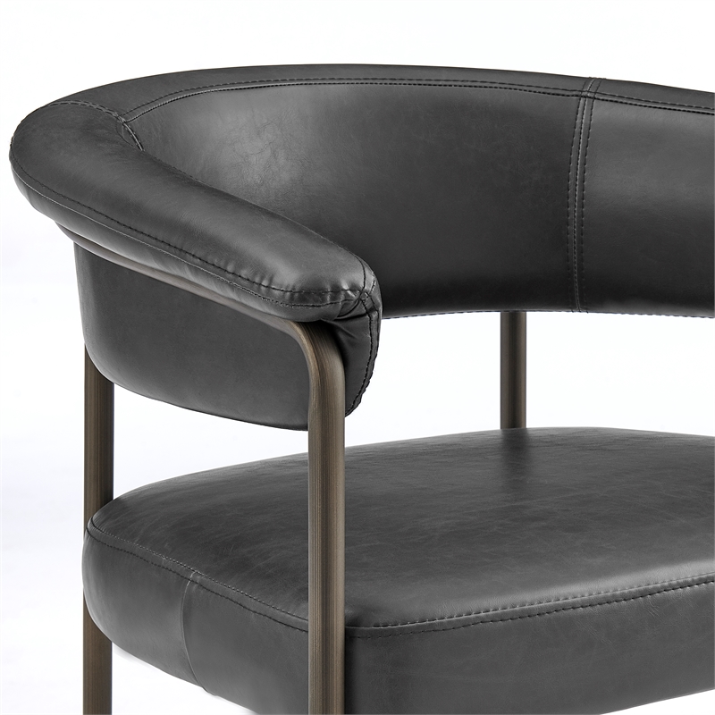 NPD Furniture Kaiden KD Faux Leather Counter Stool in Cano Black (Set of 2)