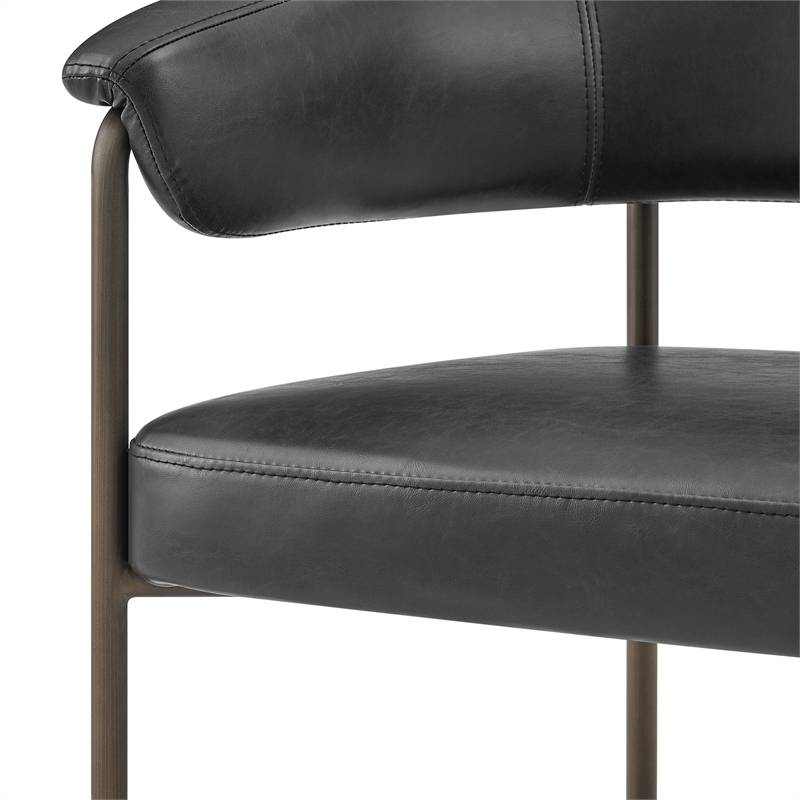 NPD Furniture Kaiden KD Faux Leather Counter Stool in Cano Black (Set of 2)