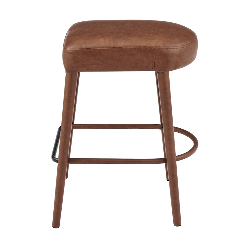 New Pacific Direct Rylee KD Faux Leather Backless Counter Stool (Set of 2)