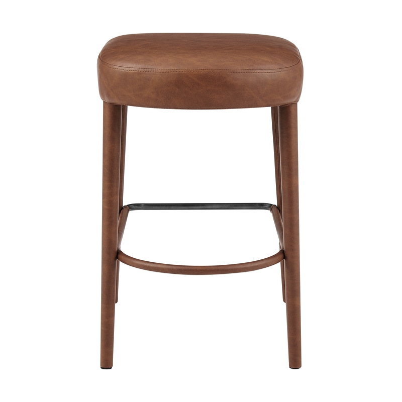 New Pacific Direct Rylee KD Faux Leather Backless Counter Stool (Set of 2)
