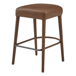 New Pacific Direct Rylee KD Faux Leather Backless Counter Stool (Set of 2)