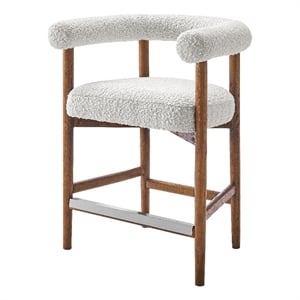 New Pacific Direct Keanu Boucle Counter Stool Brown Legs in Stanton Beige