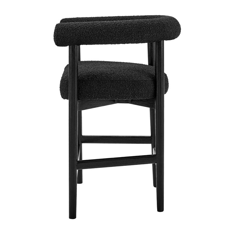 NPD Furniture Keanu Boucle Counter Stool Black Legs in Stanton Black