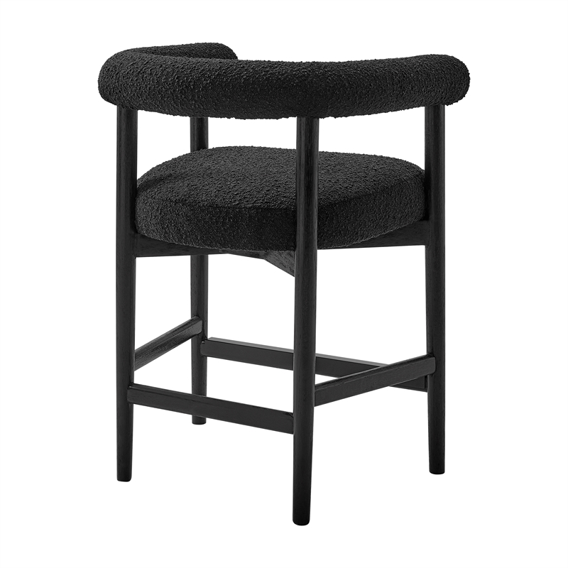 NPD Furniture Keanu Boucle Counter Stool Black Legs in Stanton Black