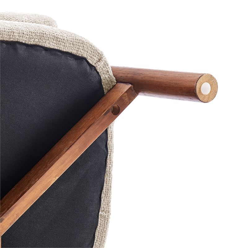 New Pacific Direct Vincent Chenille Accent Arm Chair Brown Legs in Cream