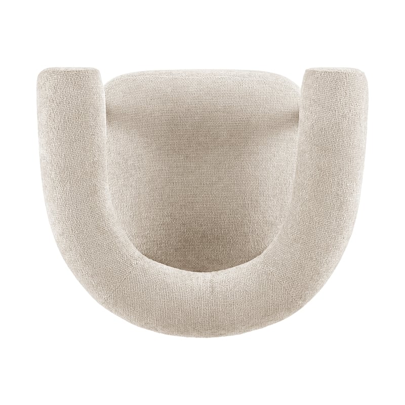 New Pacific Direct Vincent Chenille Accent Arm Chair Brown Legs in Cream