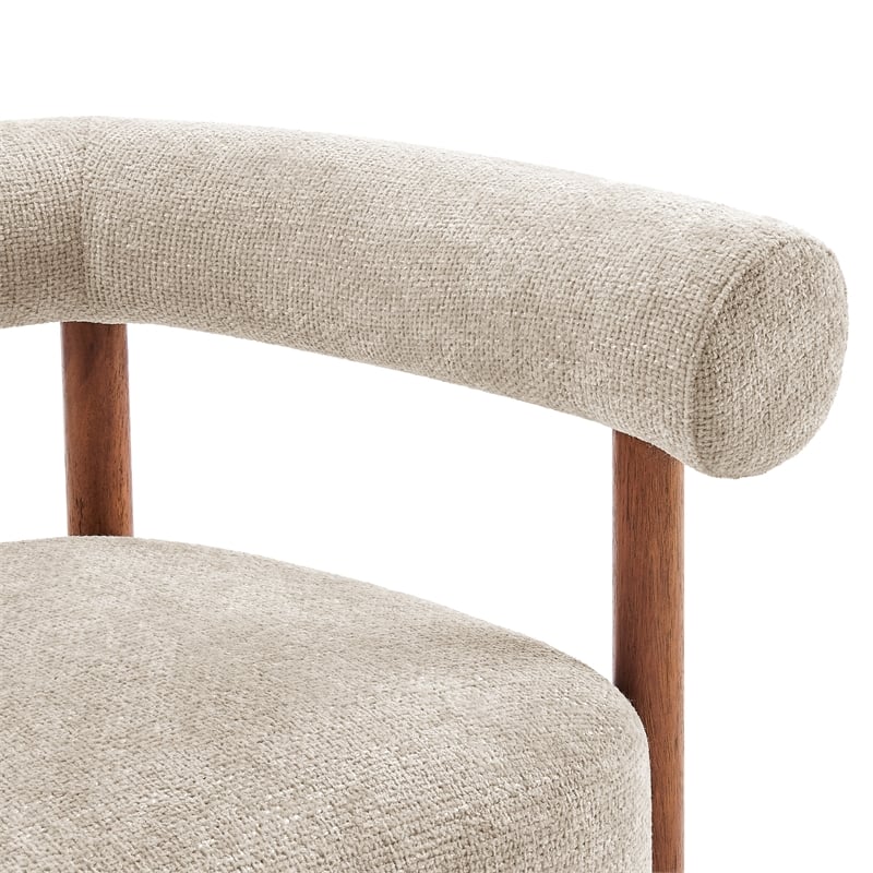 New Pacific Direct Vincent Chenille Accent Arm Chair Brown Legs in Cream