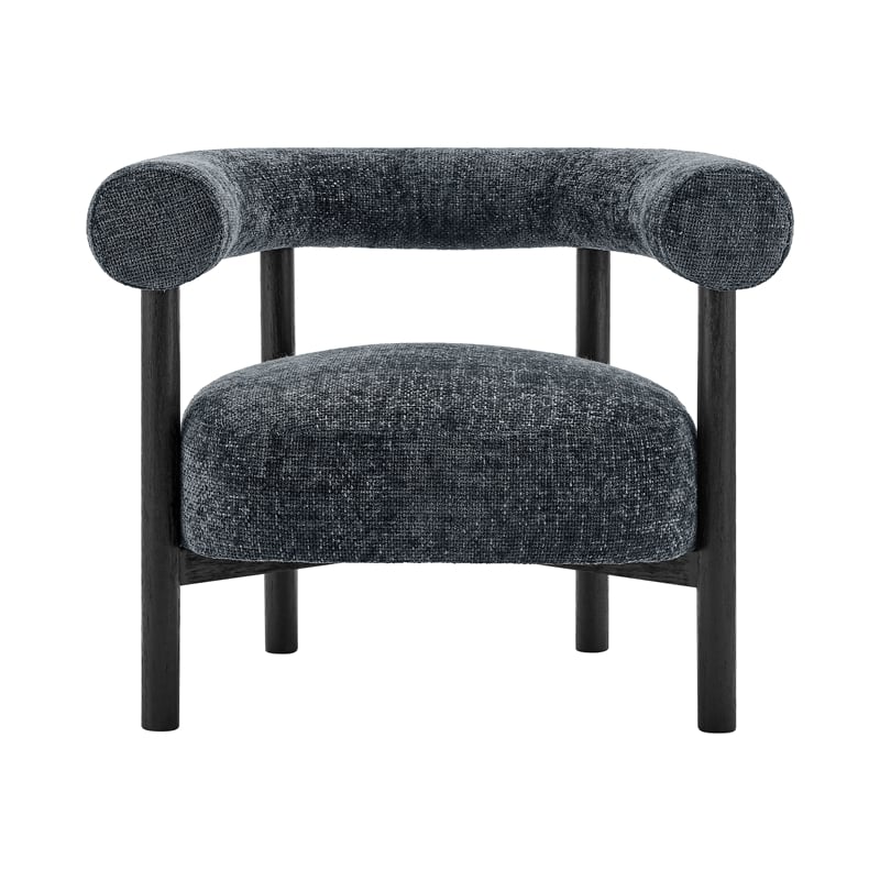 New Pacific Direct Vincent Chenille Accent Arm Chair Black Legs in Charcoal