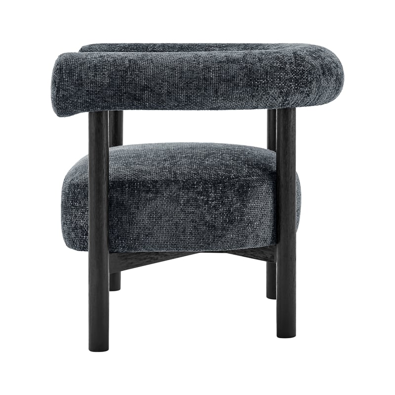 New Pacific Direct Vincent Chenille Accent Arm Chair Black Legs in Charcoal