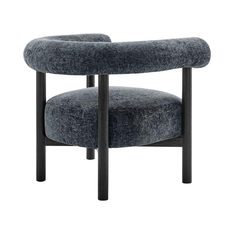 New Pacific Direct Vincent Chenille Accent Arm Chair Black Legs in Charcoal