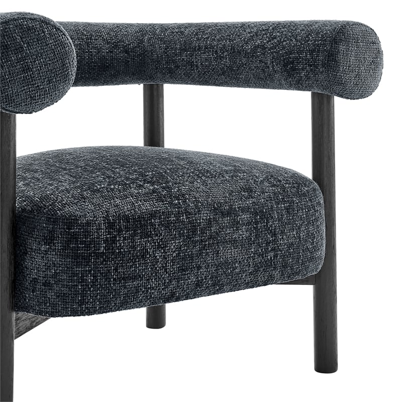 New Pacific Direct Vincent Chenille Accent Arm Chair Black Legs in Charcoal