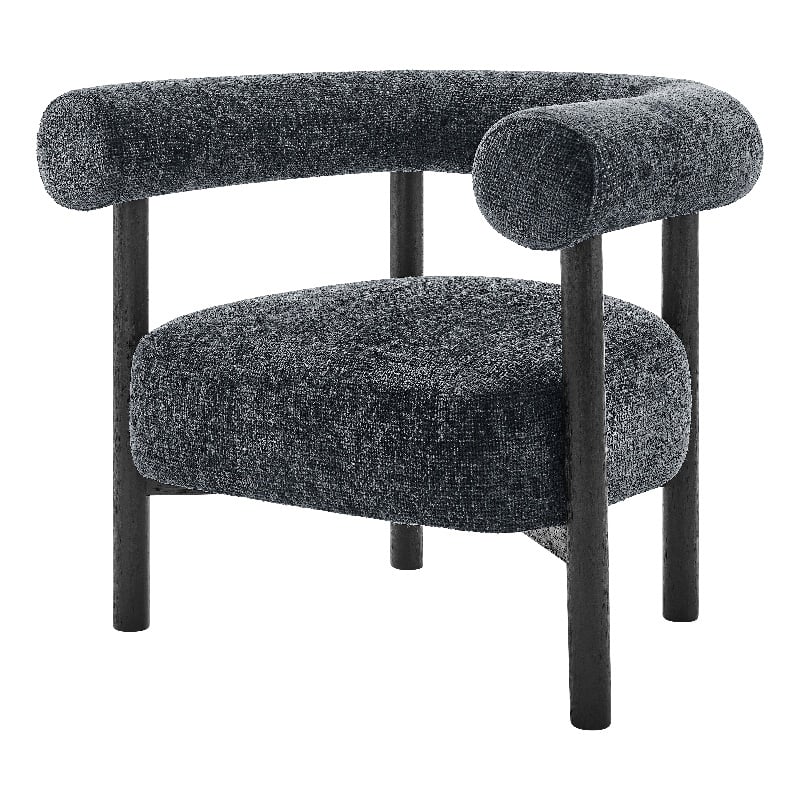 New Pacific Direct Vincent Chenille Accent Arm Chair Black Legs in Charcoal