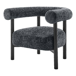NPD Furniture Vincent Chenille Accent Arm Chair Black Legs in Charcoal